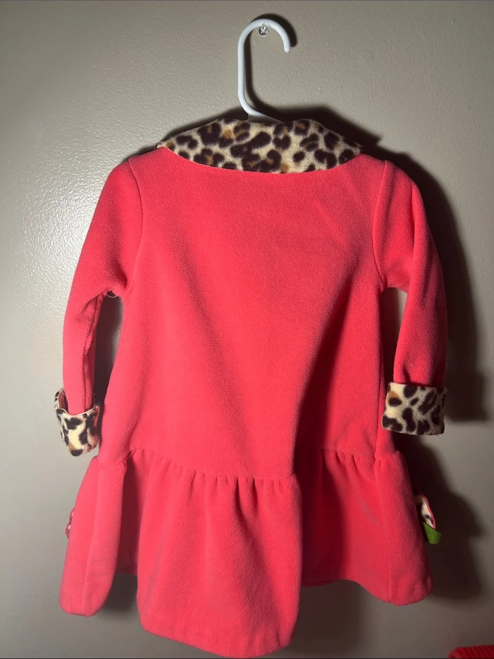 Bonnie Baby Coral Coat with Leopard Trim